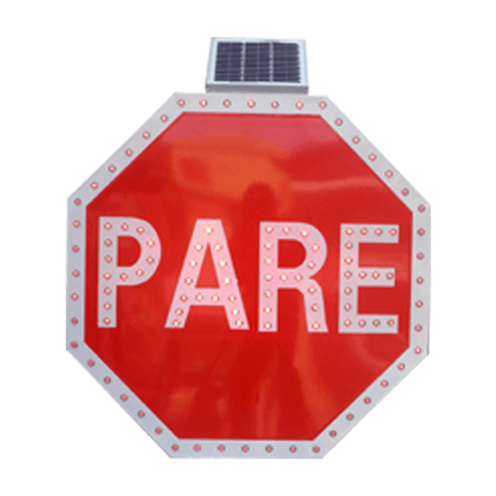 solar stop signs with flashing lights